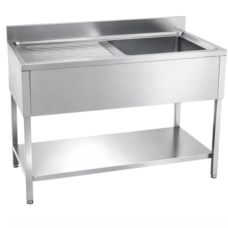 Plonge Professionnelle Inox 1 Bac à Droite - 1000 x 600 mm avec Égouttoir