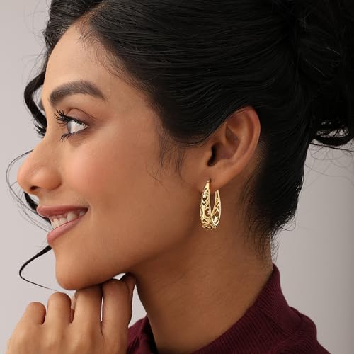 Image of TRUESILVER ACPL 925 Sterling Silver BIS Hallmarked Filigree Hoop Earrings for Women & Girls | Lightweight Designer Oval /Round Hoops | Everyday Wear | Gift for Her