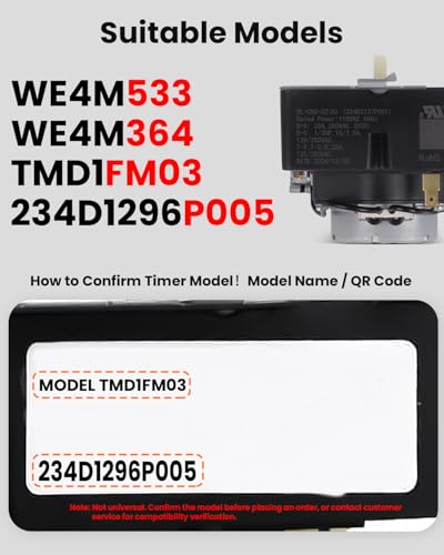 Image of WE4M533 WE4M364 TMD1EM03 234D1296P005 WE04M0533 Dryer Timer Compatible with GE /Hotpoint Dryer Replacement Part PS8690648 AP5780508 OEM Upgraded Dryer Timer, 1 Year Warranty