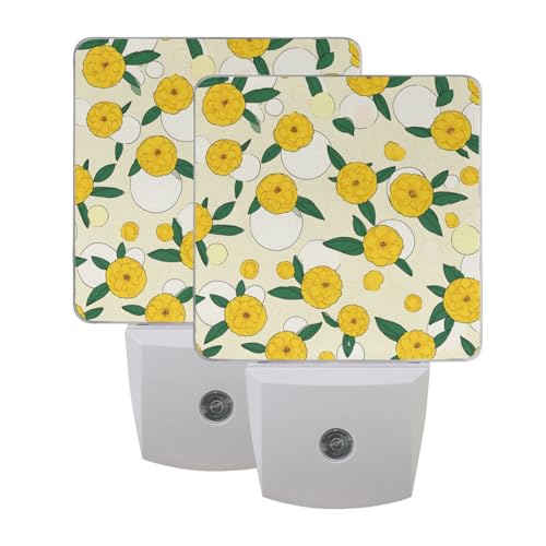 Lámpara de noche LED sensor amarillo con hojas verdes
