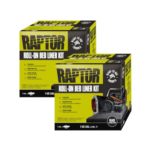 RAPTOR Roll-On Bed Liner Kit Truck Bed Liners Long-Lasting Protection Black 1 Gallon