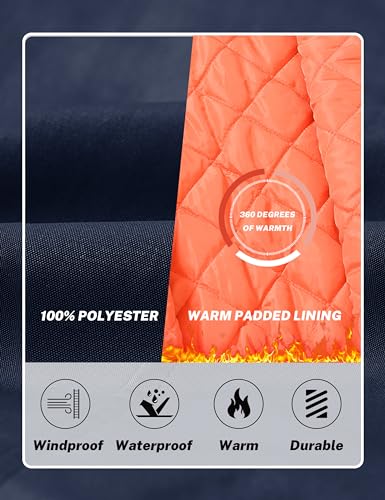 MoFiz Hombre Chaqueta Bomber Acolchado Vintage Invierno Cálida Cazadora Bombardero Grueso Abrigo Bolsillos con Cremallera Azul Marino EU 4XL - imagen 6