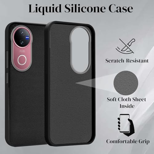 Image of Jkobi Back Cover Case for Vivo V50 | Vivo V50e (Textured Grip Design | Micro-Fiber Cloth Inside | Slim and Light Weight | Soft Touch and Feel | Black)