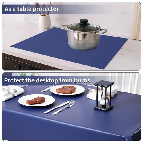Drydiet tapete extragrande para pintar y manualidades 55x55 pulgadas, alfombra de piso impermeable de PVC antideslizante, protector para pintura en caballete, fácil de limpiar (Azul, Liso) miniatura 5