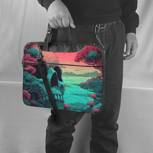 Bolsa para portátil 14 pulgadas impermeable con diseño Skull Tree Mushroom miniatura 2