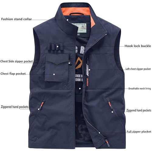 Men's Outerwear Fishing Vest Softshell Travel Work Safari Utility Cargo Vest Casual Sleeveless Jacket2
