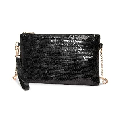 Miss Lulu Pochette Donna Elegante con Paillettes e Catena in Metallo