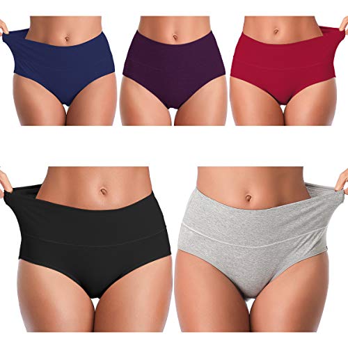Image of Womens Underwear,Cotton Mid Waist No Muffin Top Full Coverage Brief Ladies Panties Lingerie Undergarments for Women Multipack