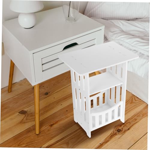 Table de Chevet Blanche Design Simple en Composite Atmosphère Unique - 8