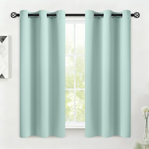 Image of COSVIYA Grommet Room Darkening Aqua Curtains 54 inch Length for Bedroom | Light Blocking Insulated Thermal Curtains for Living Room, Blackout Thick Polyester Window Drapes,38x54 inches, 2 Panels