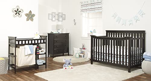 Image of Sorelle Furniture Palisades 3-Piece Nursery Set with 4-in-1Convertible Crib,4-Drawer Dresser,and Changing Table with Hamper,Baby Furniture Made of Wood,Non-Toxic Finish,Nursery Furniture Set-Espresso