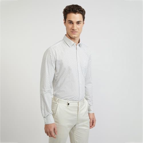 Image of Raymond Men's Pure Cotton Print Pattern Slim Fit Regular Collar Full Sleeve Casual Shirt