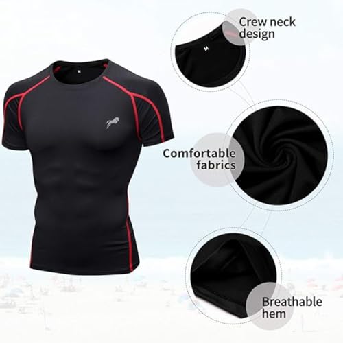 Image of JUST RIDER Half Sleeve Compression T-Shirt - Men's Athletic & Sports Tights for Fitness Compression T Shirt for Men Gym
