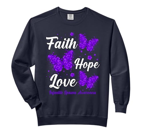 Faith Hope Love Infantile Spasms Awareness Butterfly Comfort Colors Adult Sweatshirt