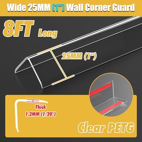 Plastic Corner Wall Protectors - 30 Pack Adhesive Strips for Drywall Edges, 8 Ft Length, L-Shaped Corner Guards for Home Protection, Durable Wall Corner Shields