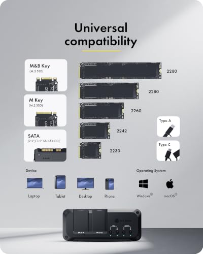 Estación de acoplamiento de disco duro de 4 bahías SSD y HDD SATA M.2 7