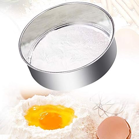 TANCUDER Stainless Steel Flour Sieve Round Flour Mesh Sifter Handheld Sifting Sieve Icing Sugar Shaker Strainer Sieve Kitchen Fine Mesh Flour Sifter Powdered Filter Mesh Cover