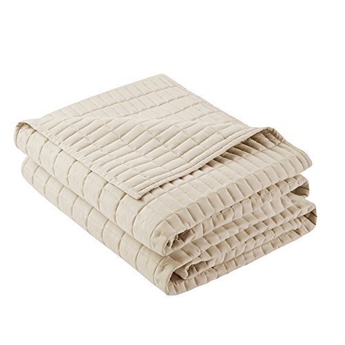 Comfort Spaces Kienna Quilt Set-Luxury Double Sided Stitching Design Summer Blanket, Lightweight, Soft, All Season Bedding Layer, Matching Sham, Ivory, Coverlet King/Cal King(104"X90") 3 Piece #TOP2