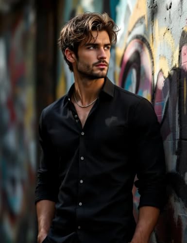 Image of Glowic Men's Plain Casual Shirt | Cotton Soft & Breathable Fabric | Full Sleeve Comfort Fit Stylish Solid Shirts for Office