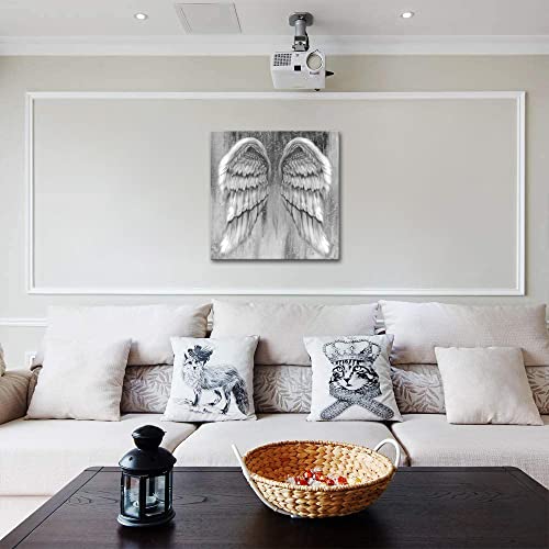 Skenoart Black And White Angel Wings Canvas Wall Art Painting Abstract Artistic Pictures For Home Bedroom Living Room Contemporary Bathroom Wall Decoration Print Gift 24X24 Inches #TOP2