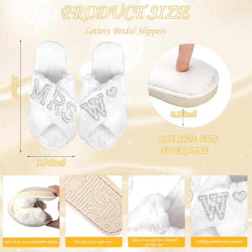 Personalized Initial Wedding Bride Slippers, Bridal Shower Gifts, to Be Gifts, Robe Hair Clip MRS Makeup Bag3