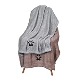 Dogvingpk Dog Towel - Pack of 2 - Super Absorbent Soft Microfiber Pet Bath Grooming Towels for Drying Dogs and Other Pets (M-36' * 28', Grey and Brown)