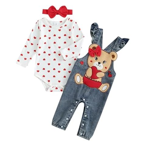Toddler Baby Girl Heart Print Romper Set Cover