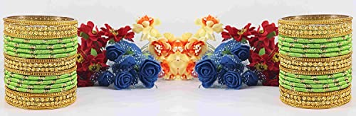 Image of NMII Glass and Silk Thread Zircon Gemstone Bangle Set For Women /Girls