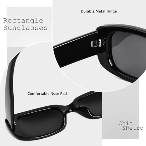 Polarized Rectangle Sunglasses for Women Men Trendy Retro 90s Sunglasses Narrow Square Y2k Shades4