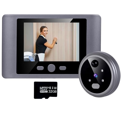 iTenen Mirilla digital para cámara con microSD de 32 GB, 1080P, inalámbrica, timbre con monitor de 2,8 pulgadas, detección de movimiento PIR, visión nocturna, sin wifi, sin aplicación
