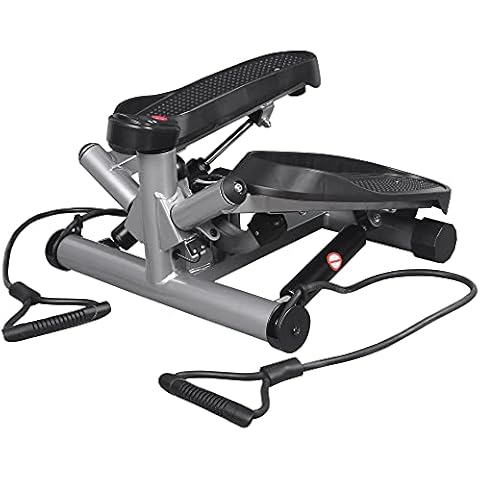 leikefitness Premium Portable Twist Stair Stepper Adjustable Resistance, Twisting Step Fitness Machine with Bands and LCD Monitor (ST6610-Silver) Cover