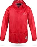 Wassersäule: 5.000 mm normani OUTDOOR SPORTS Kinder wasserdichte Unisex Regenjacke Regenmantel mit Kapuze und 3M Reflektoren Farbe Rot Größe M/134-140
