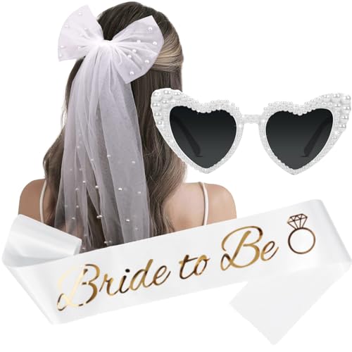 Bride Sunglasses Bride Sash and Veil for Bachelorette Party Decorations Bachelorette Party Accessories Favors White