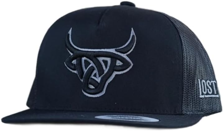 LOST CALF Grey Horns Black 3D Logo Flat - Hats Cap