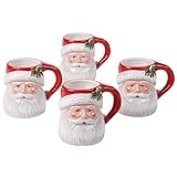 Certified International Magic of Christmas Santa 14 oz. Mugs, Set of 4, 4 Count (Pack of 1), Multicolored