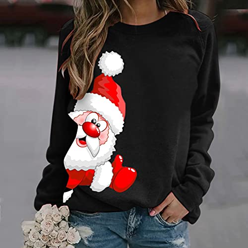 Vrouwen lange mouw afgedrukt top casual kerst trui jurk korte mouw sweatshirt - Afbeelding 3