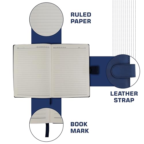 Image of Cubic A5 Foambound Leather Notebook Navy Blue | 160 Pages | Soft Cover | Button Closure | Premium Journal for Office, School, Notes, Journaling | Elegant, Durable & Compact Design