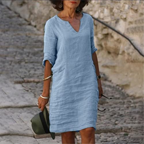OIOLOYJM Plus Size Summer Dresses for Women 2025 Plus Size Dresses for Curvy Women 3/4 Sleeve Casual Boho Kaftan Dresses