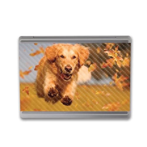 Image of MightySkins Carbon Fiber Skin Compatible with Microsoft Surface Laptop Go 3 (2023) Full Wrap Kit - Puppy Fall | Protective, Durable Textured Carbon Fiber Finish | Made in The USA