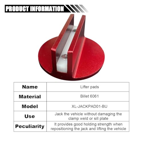 Image of 2PCS Universal Magnetic Jack Pad, 0.37 inch Slotted Aluminum Grooved Pad | Jack Puck Pinch, Pinch Weld Frame Rail Adapter with Large Slotted for Most Cars SUVs Trucks, Red
