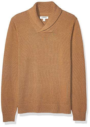 Amazon Brand - Goodthreads Men's Soft Cotton Shawl Sweater, Camel Large