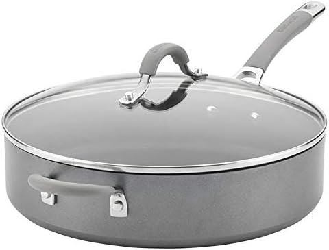 Circulon 5-Qt. Covered Sauté with Helper Handle Hard Anodized Aluminum Saute Pan, 5 Quart, Oyster Gray