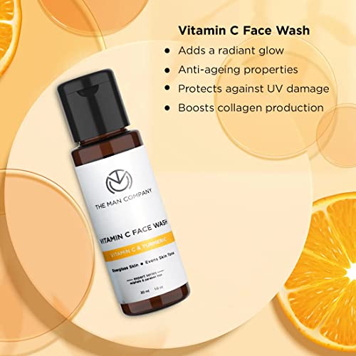 Image of The Man Company Vitamin C Face Wash | Infused with Vitamin C & Niacinamide | Oil Control | Deep Cleansing & Glowing Skin | Miniature Pack of 30 ml