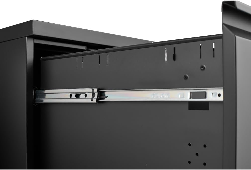 3-Drawer Mobile Filing Cabinet with Lock, Metal Filing Cabinet to be Installation Required (2 Drawer Black)