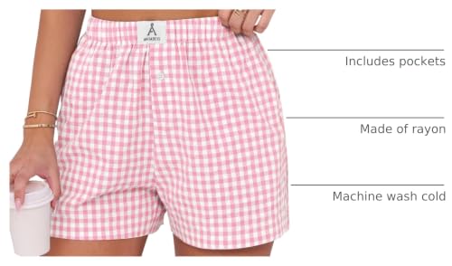 Image of ANRABESS Boxer Shorts for Women Gingham Pajama 2026 Summer Casual Lounge Sleep Plaid Shorts Y2K Beach Bottoms