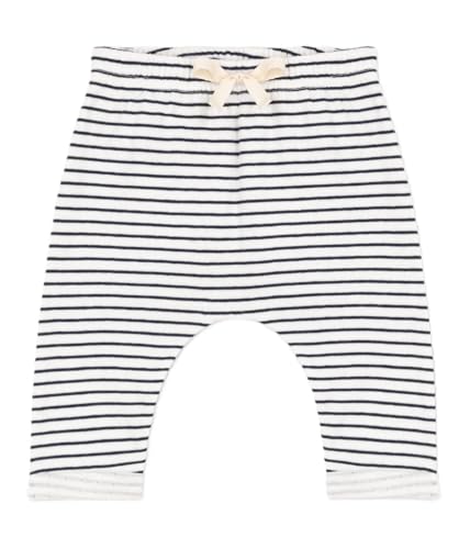 Petit Bateau Unisex Baby Hose, Weiss Marshmallow / Blau Smoking, 0-3 Monate