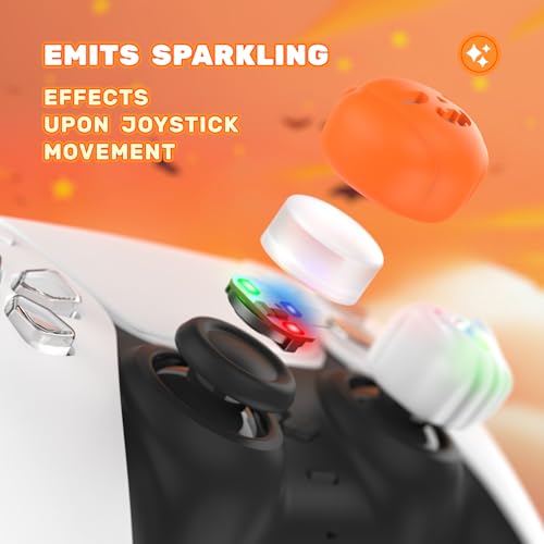 Image of PlayVital Halloween Illuminated LED Thumb Grips for PS5, Edge, PS4 Controller, Hallows Joystick Caps for Xbox Series X /S, Xbox One, Elite Series 2, Switch Pro Controllers - Spooky Ghost with Pumpkin