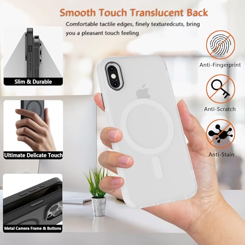 Image of Magnetic iPhone Xs MAX case,Compatible with Magsafe, Military-Grade Protection,Slim Translucent Matte Shockproof with Anti-Scratch Anti-Fingerprint Phone Cover (Frosted White, iPhone Xs MAX)