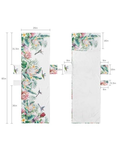 Pastoral Botanical Beach Lounge Chair Towel Cover, Soft Chaise Lounge Towel with Side Pockets Patio Pool Chairs Cover for Beach/Pool Sunbathing 29x85 Summer Tropical Plants Flowers Birds