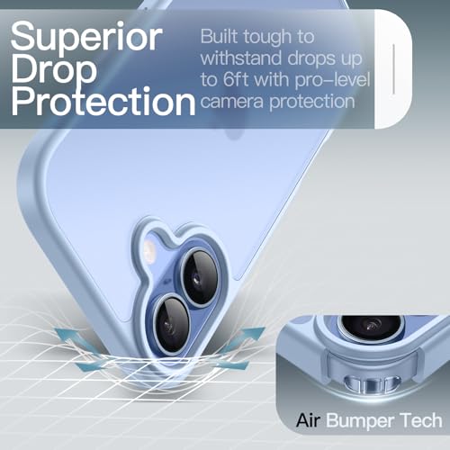 Image of JETech Matte Case for iPhone 17 6.3-Inch, Shockproof Military Grade Drop Protection, Frosted Translucent Back Minimalist Phone Cover, Anti-Fingerprint (Mist Blue)